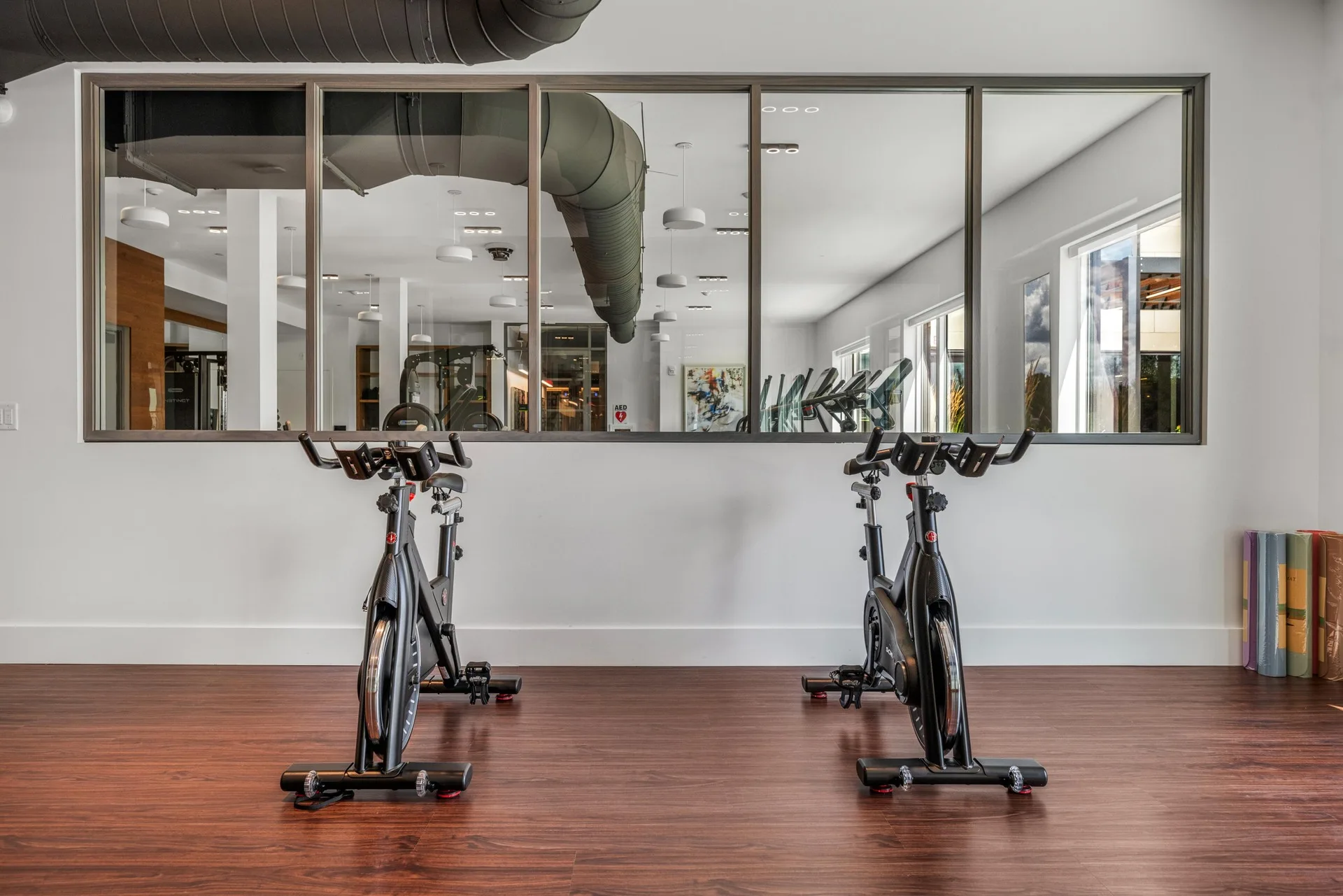 Pedal towards wellness with our fitness bicycles in the dedicated yoga studio.